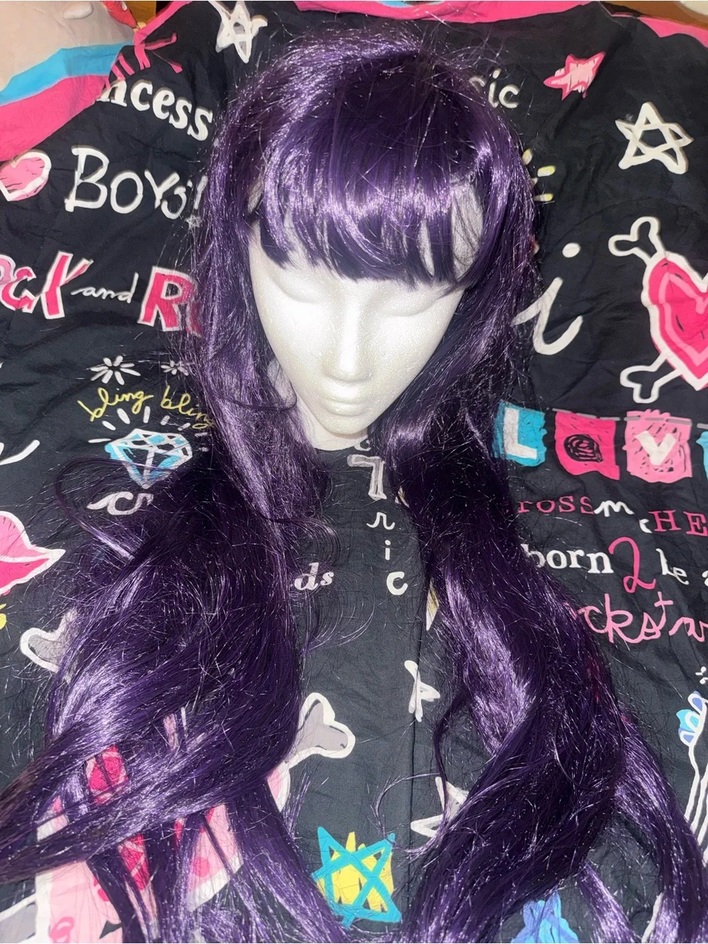gorgeous Purple long wig with bangs insanely long 34in !